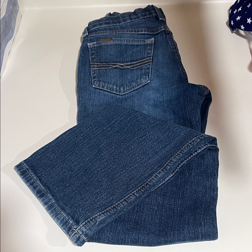 Ariat boys 16 Boot Cut slim fit Jeans in Deep Blue